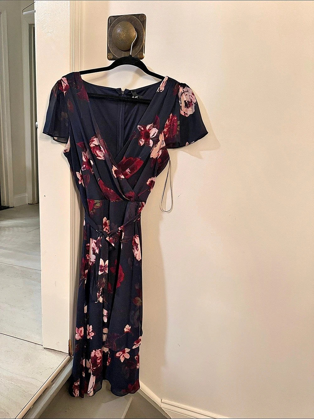 DKNY Floral-Print Dress Black & Pink Size 12 NWT!